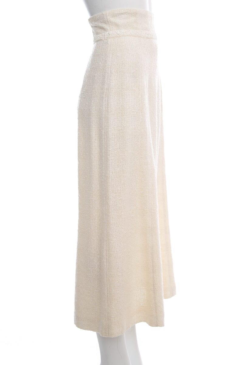 Chanel Cream Woven Maxi Skirt SZ 36