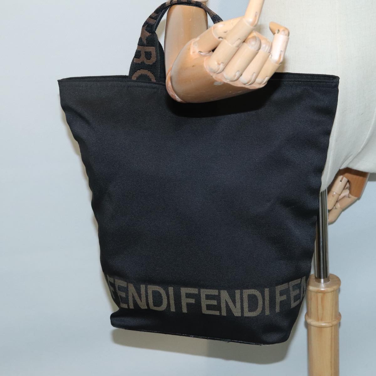 FENDI Hand Bag Nylon Black 92994