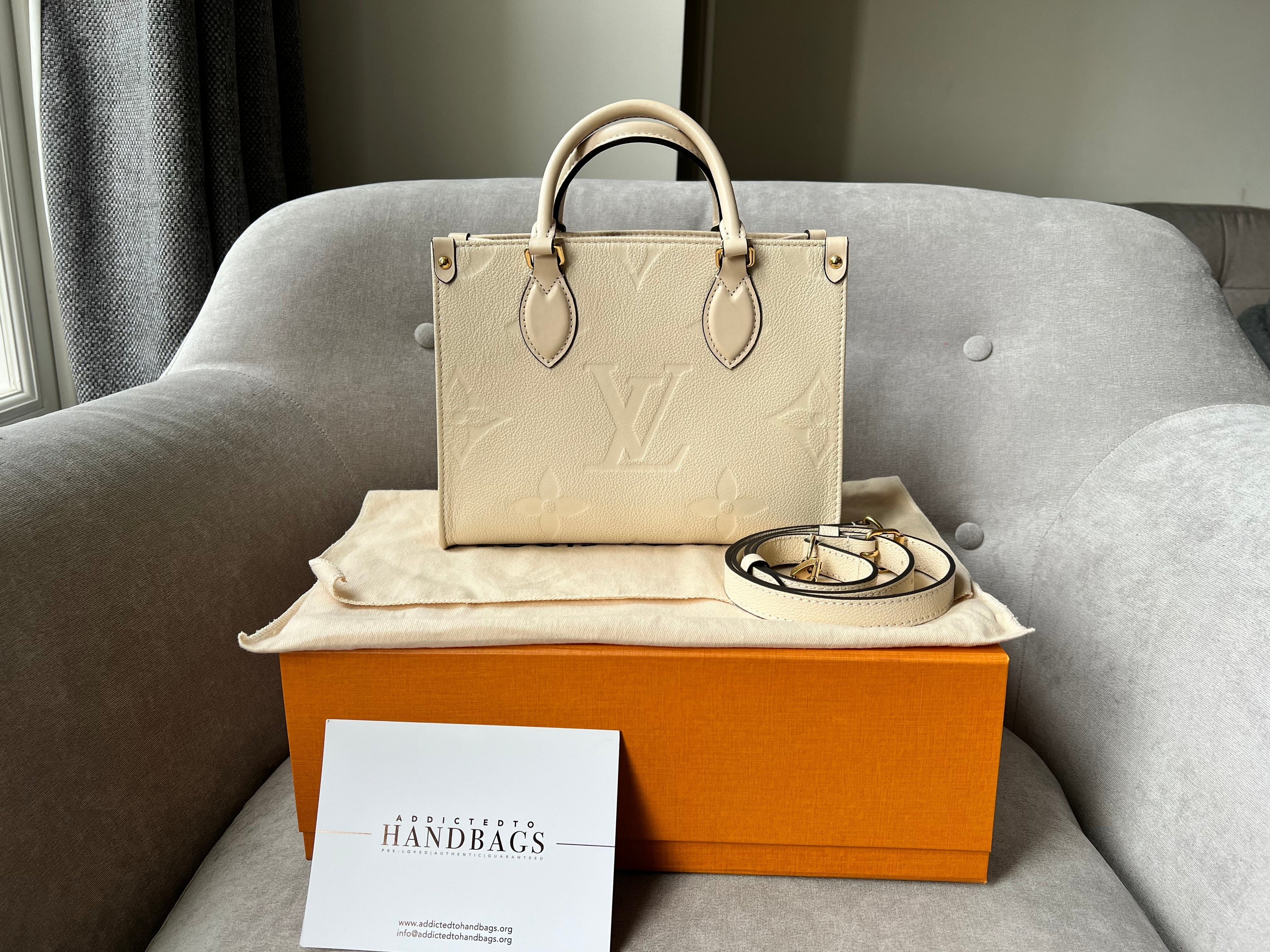 Louis Vuitton On the Go Crème PM Empreinte (RRP £2,380)