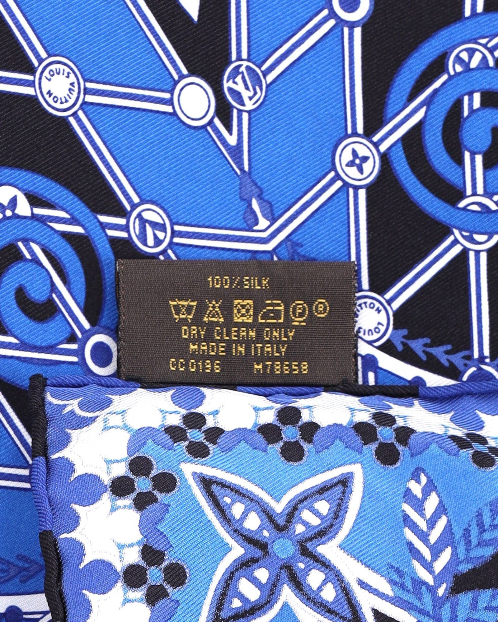 Louis Vuitton LV Bandana Scarf Coquelicot in Blue Silk