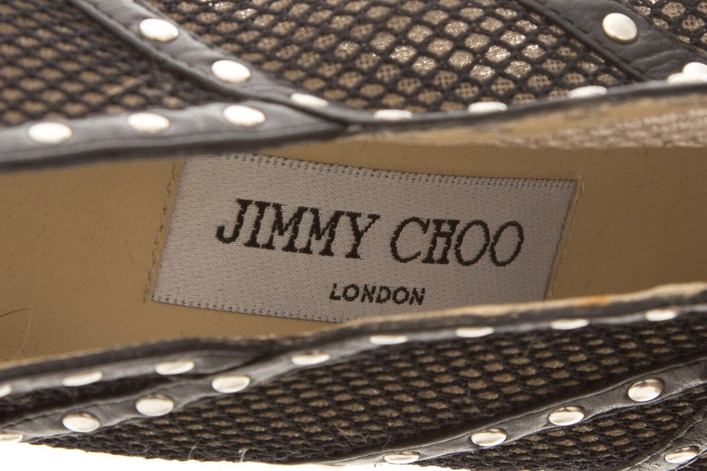 Jimmy Choo KARINA Mesh Studded Black Heels SZ 39.5