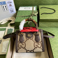 gg Diana Jumbo gg Mini Tote Bag Camel And Ebony Jumbo gg Canvas Brown For Women 7.9in/20cm 655661 UKMFT 2672