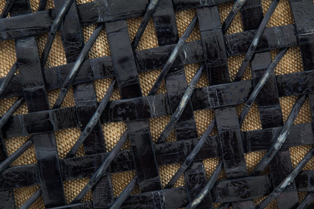 Nancy Gonzalez Black & Natural Woven Overlay Canvas Tote