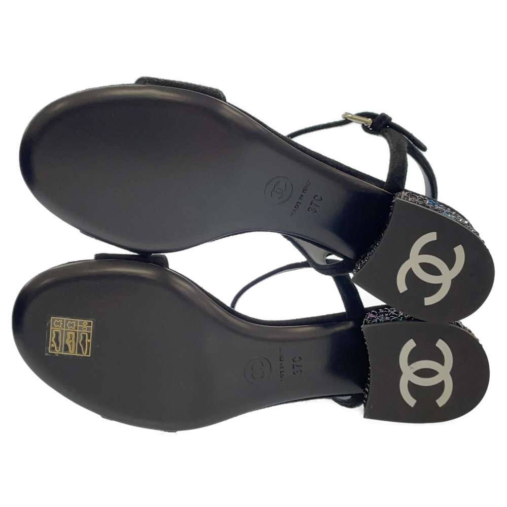 CHANEL Strap Sandals BlackG45366 suede Size 37