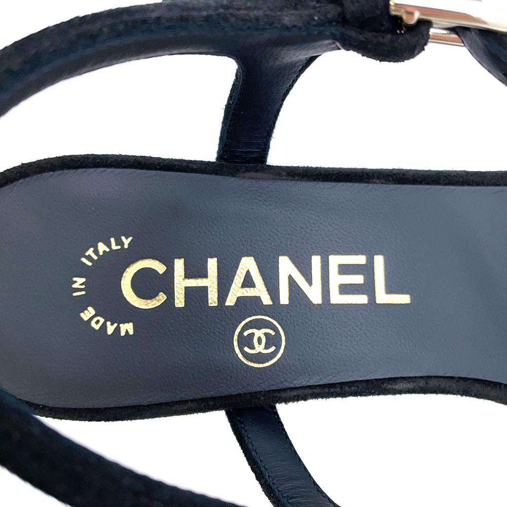 CHANEL Strap Sandals BlackG45366 suede Size 37