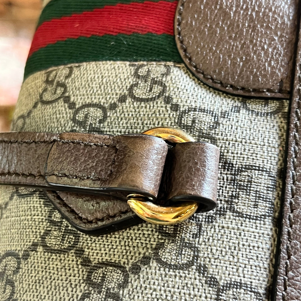 GUCCI Ophidia Boston GG Supreme Monogram Web Satchel