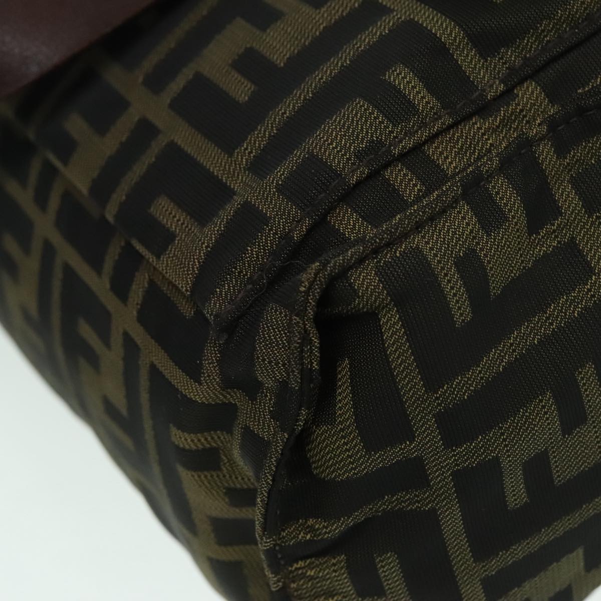FENDI Zucca Canvas Hand Bag Brown Black Silver 93228
