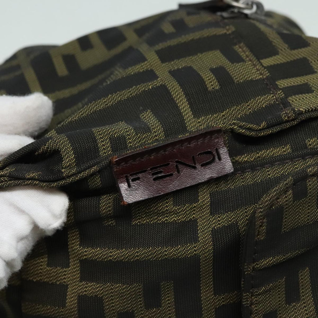FENDI Zucca Canvas Hand Bag Brown Black Silver 93228