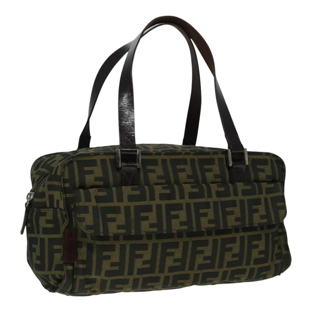 FENDI Zucca Canvas Hand Bag Brown Black Silver 93228