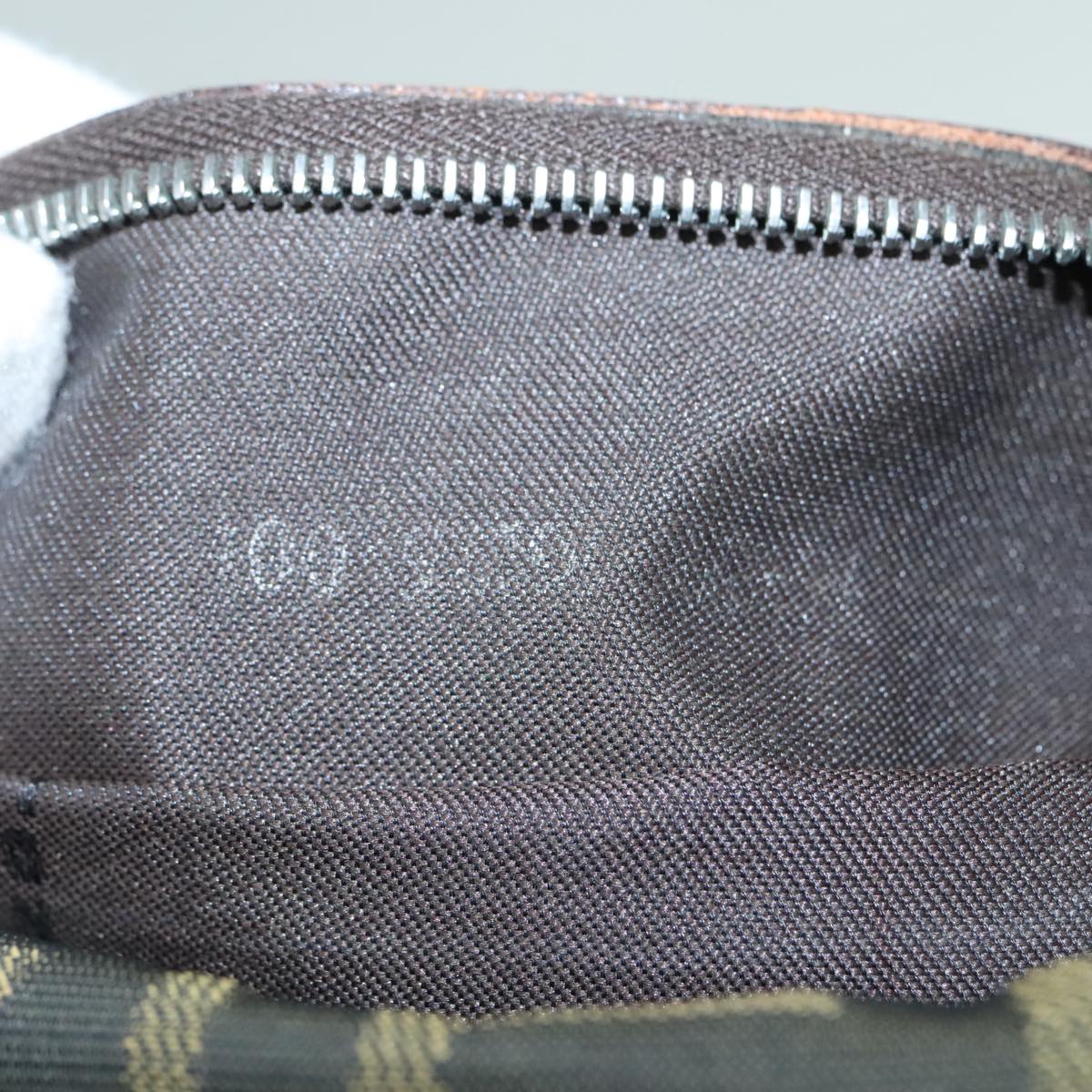 FENDI Zucca Canvas Hand Bag Brown Black Silver 93228