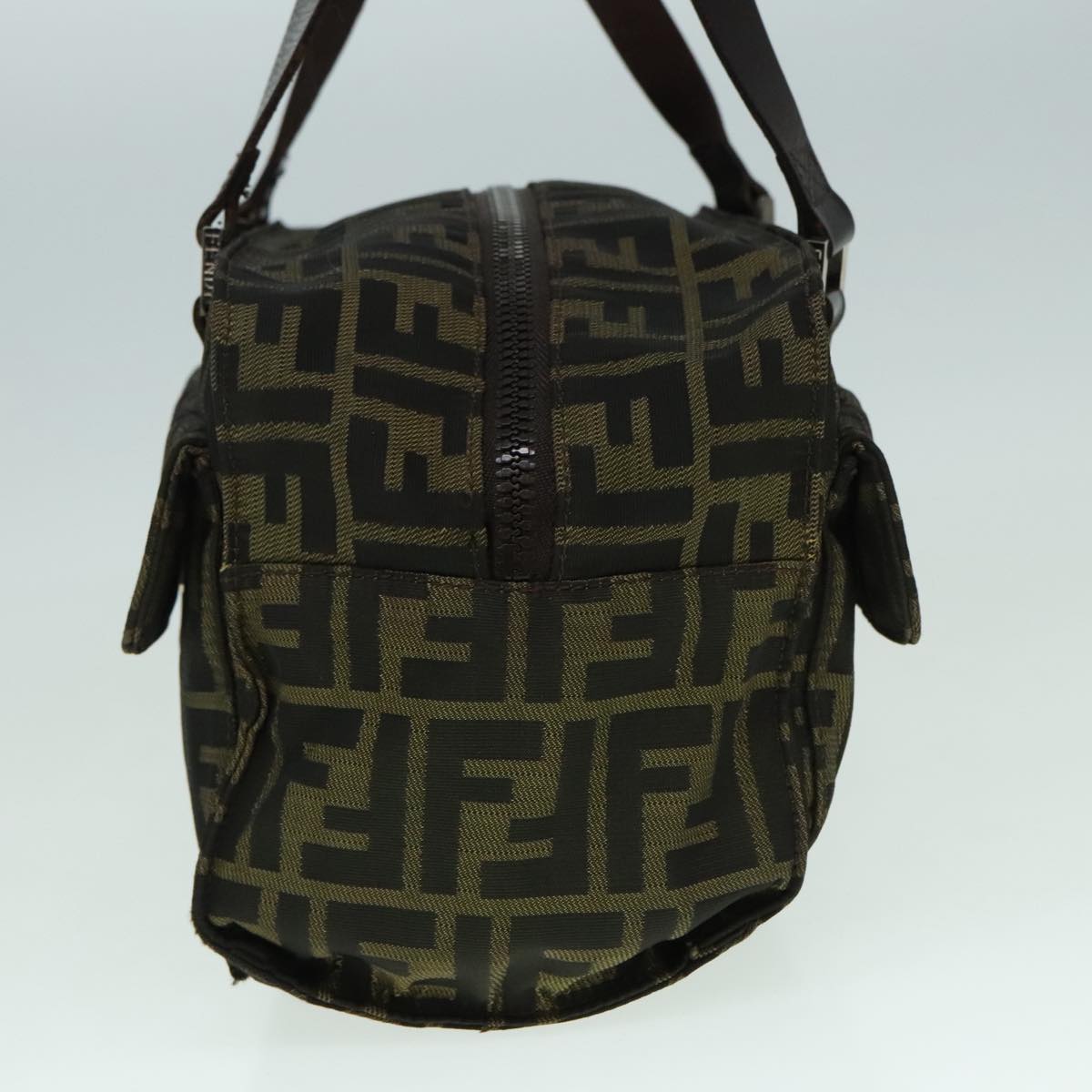 FENDI Zucca Canvas Hand Bag Brown Black Silver 93228