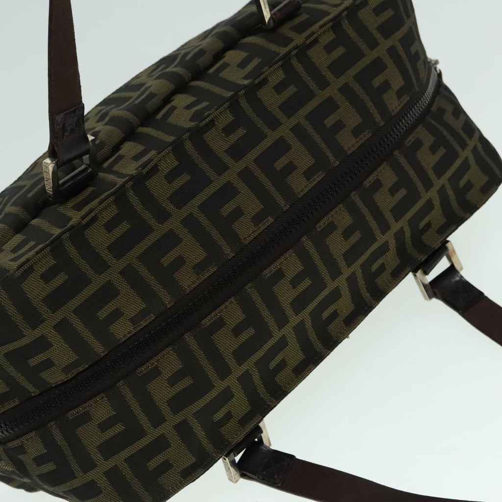 FENDI Zucca Canvas Hand Bag Brown Black Silver 93228