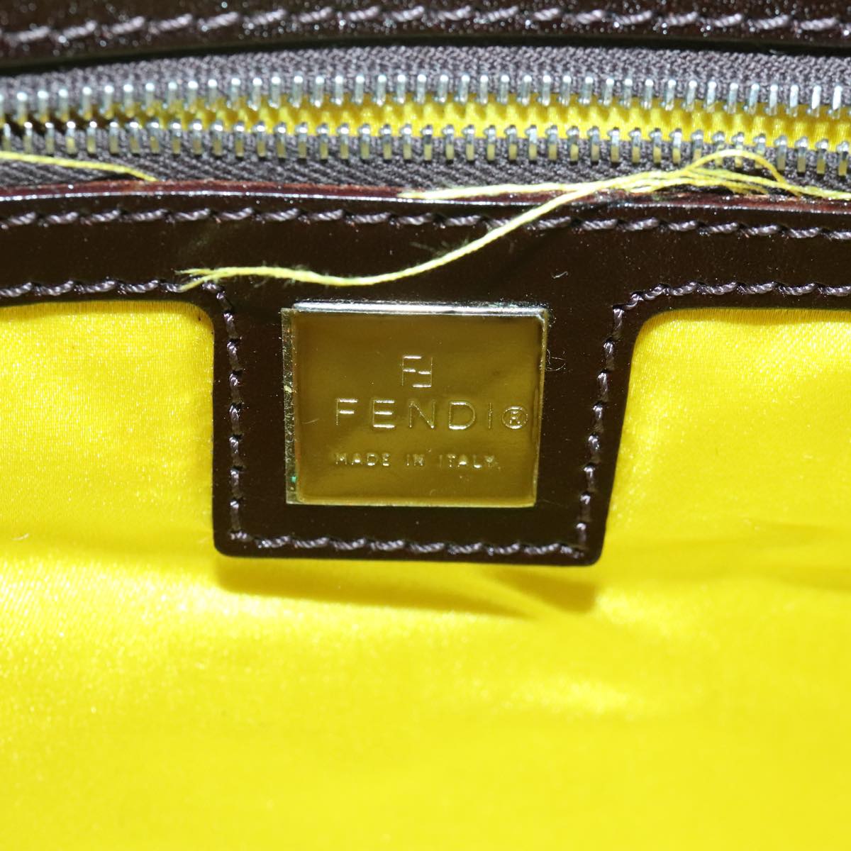 FENDI Tote Bag Cotton Yellow Silver 93257
