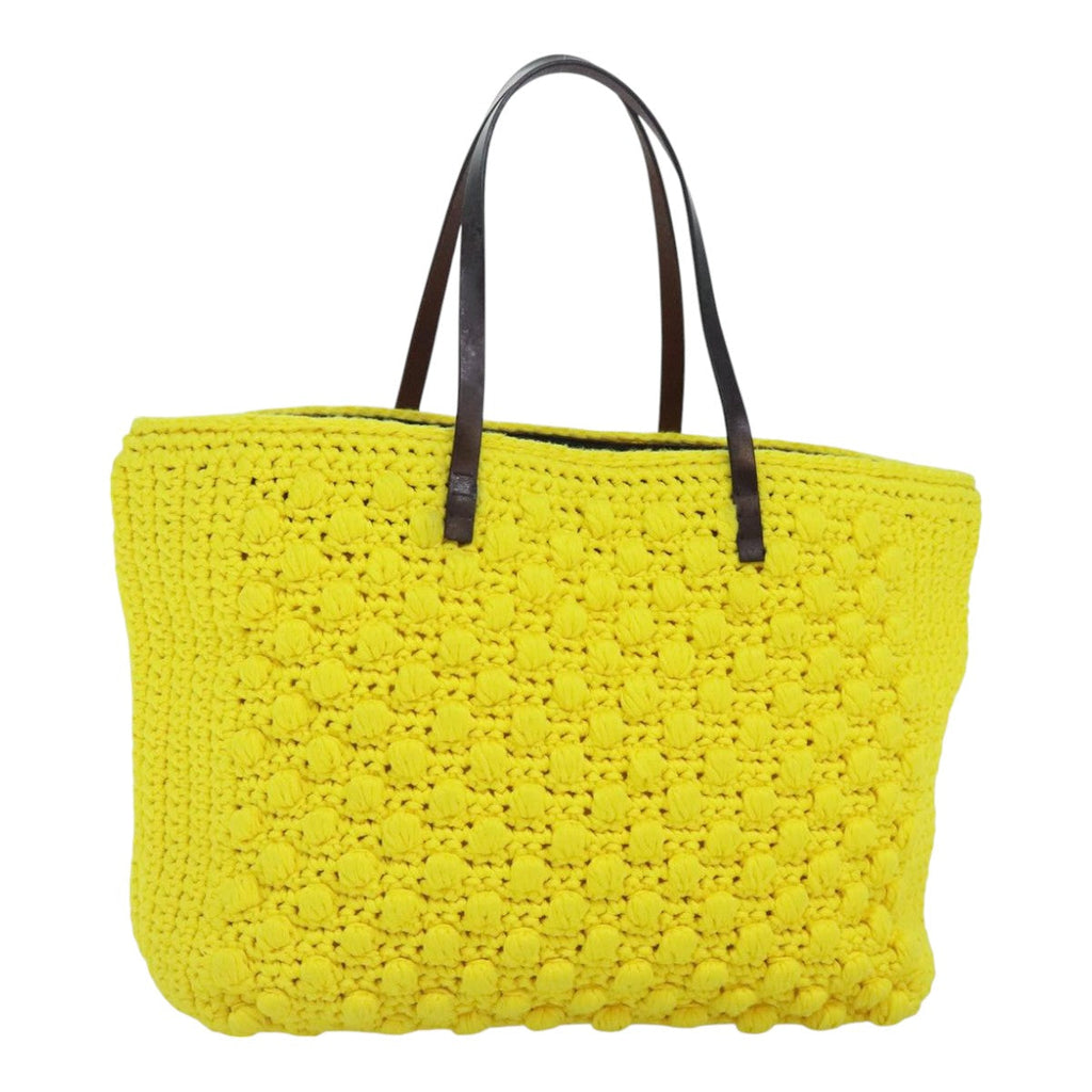 FENDI Tote Bag Cotton Yellow Silver 93257
