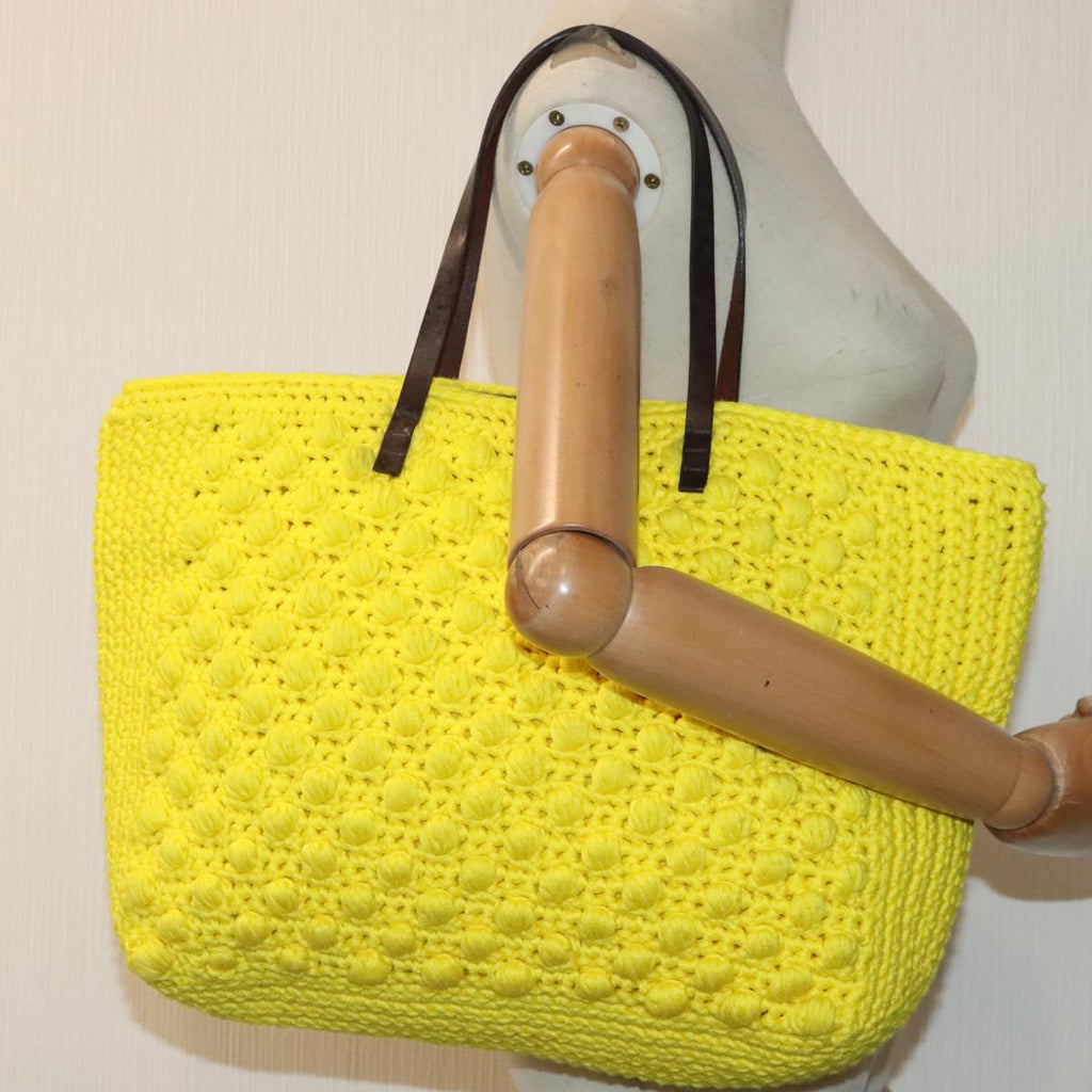 FENDI Tote Bag Cotton Yellow Silver 93257