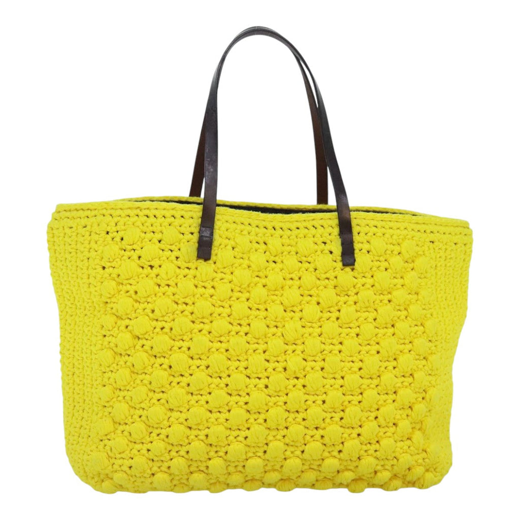 FENDI Tote Bag Cotton Yellow Silver 93257