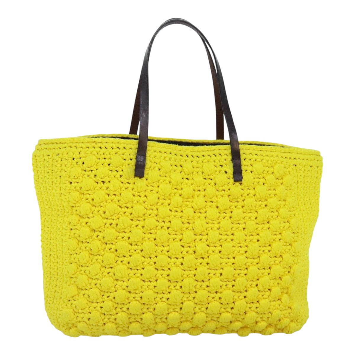 FENDI Tote Bag Cotton Yellow Silver 93257