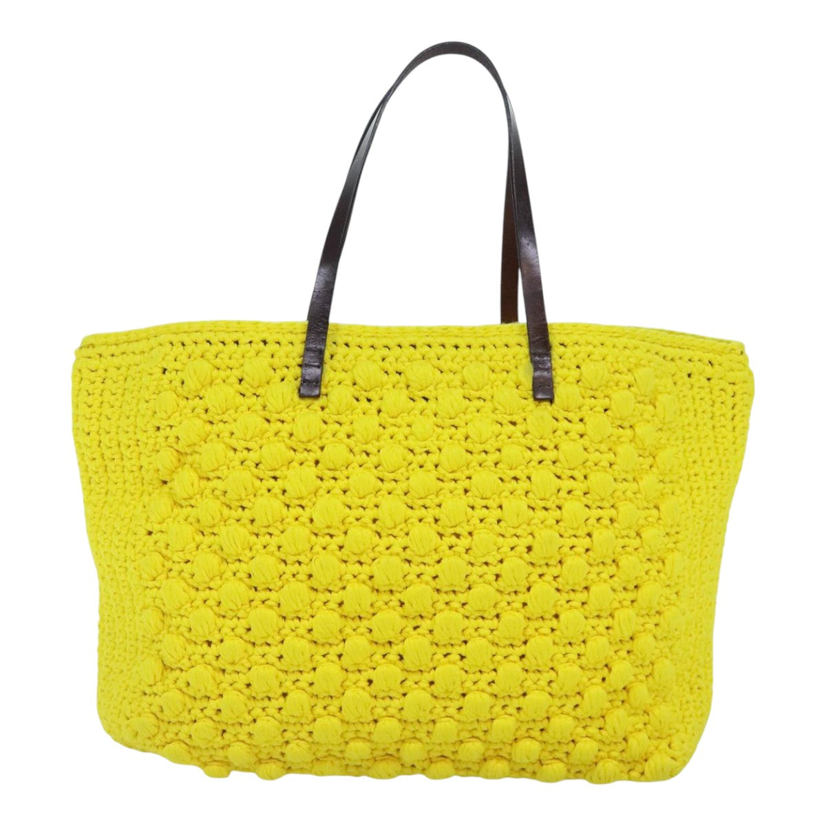 FENDI Tote Bag Cotton Yellow Silver 93257