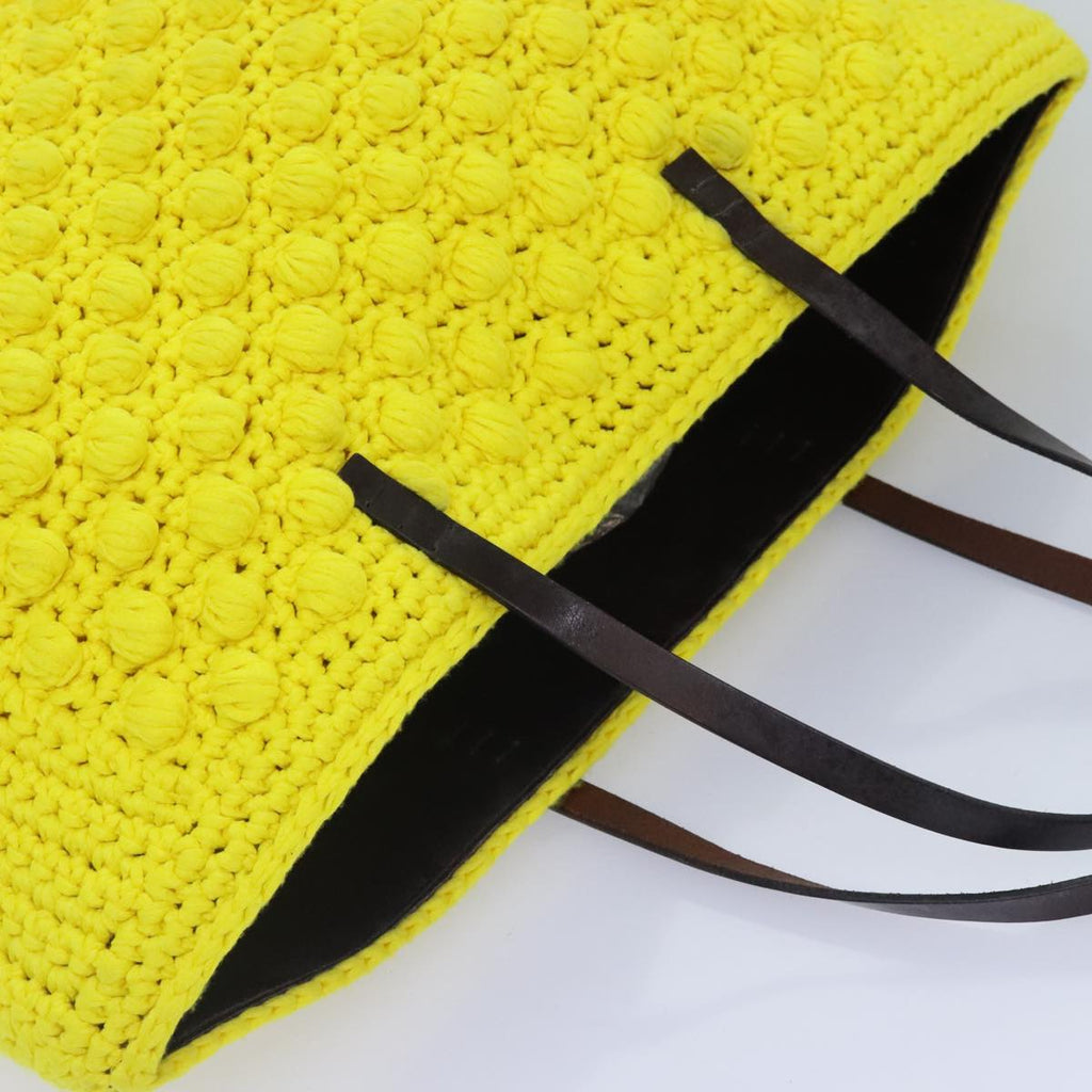 FENDI Tote Bag Cotton Yellow Silver 93257
