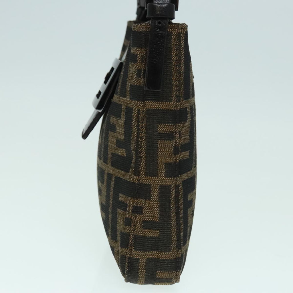 FENDI Zucca Canvas Mamma Baguette Shoulder Bag Black Silver Brown 93258