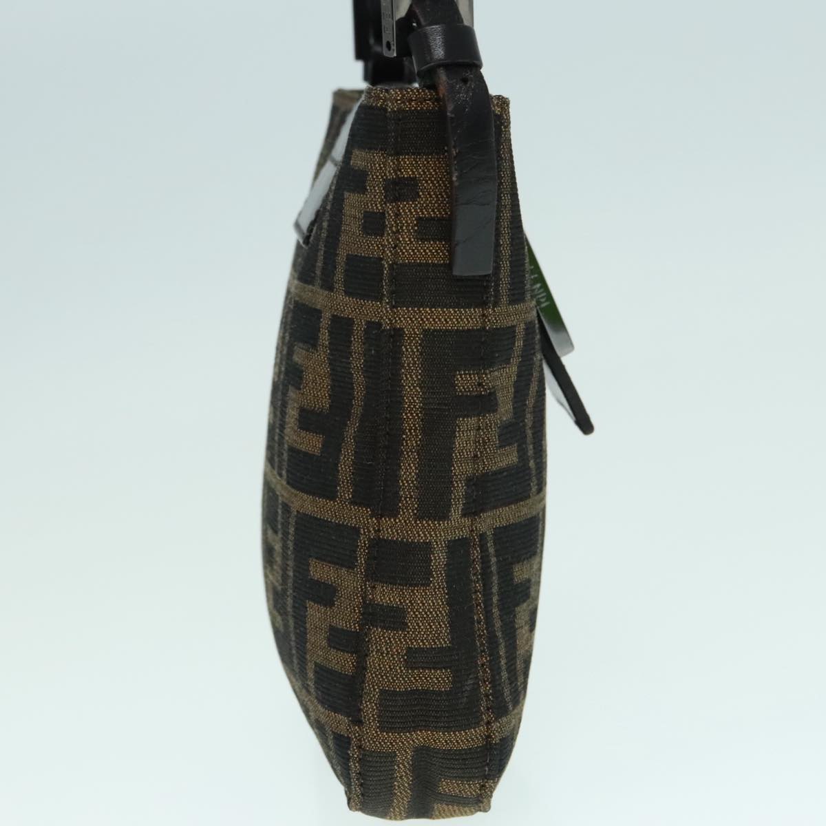FENDI Zucca Canvas Mamma Baguette Shoulder Bag Black Silver Brown 93258