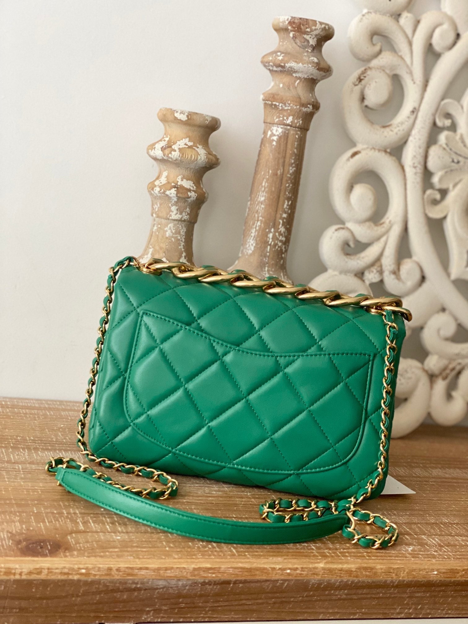 CHLLarge Flap Green Bag For Women 23cm/9in