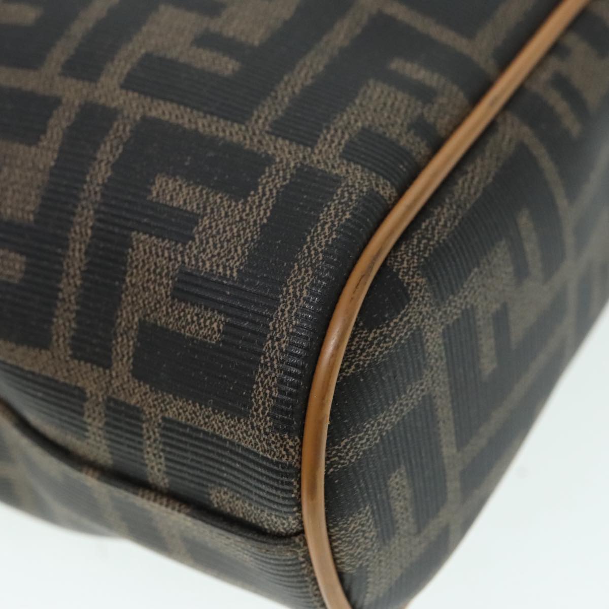 FENDI Shoulder Bag Zucca Canvas Brown Black 93355
