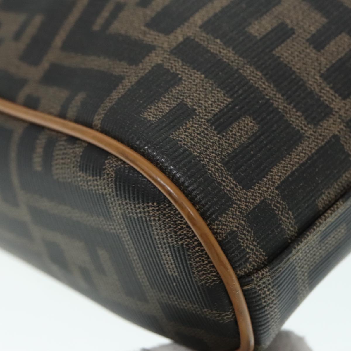 FENDI Shoulder Bag Zucca Canvas Brown Black 93355