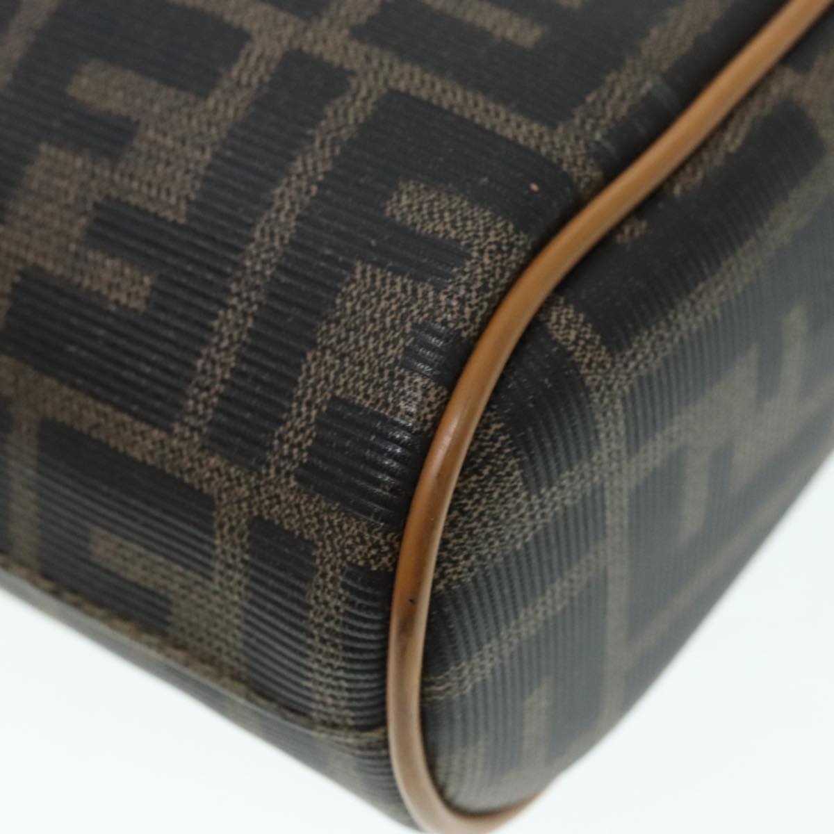FENDI Shoulder Bag Zucca Canvas Brown Black 93355
