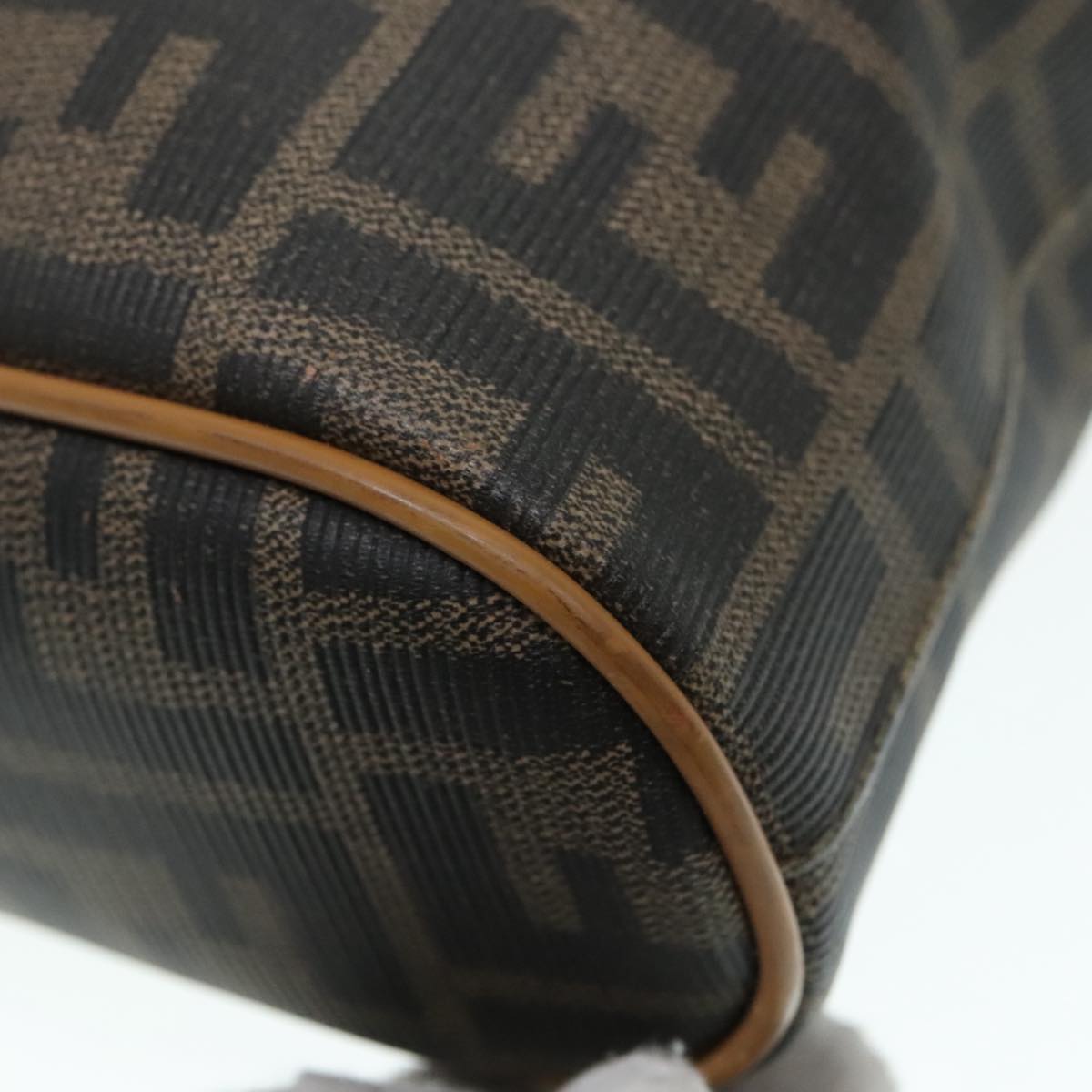 FENDI Shoulder Bag Zucca Canvas Brown Black 93355