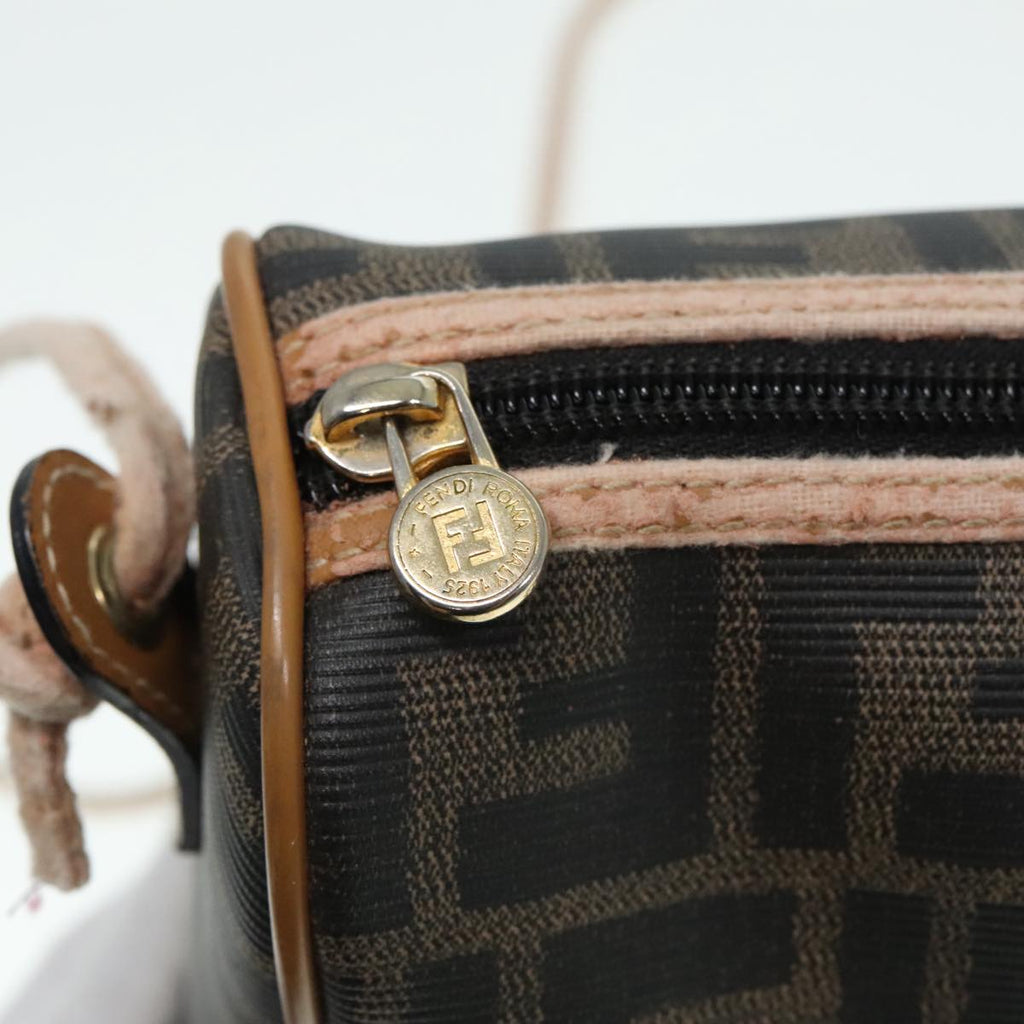 FENDI Shoulder Bag Zucca Canvas Brown Black 93355
