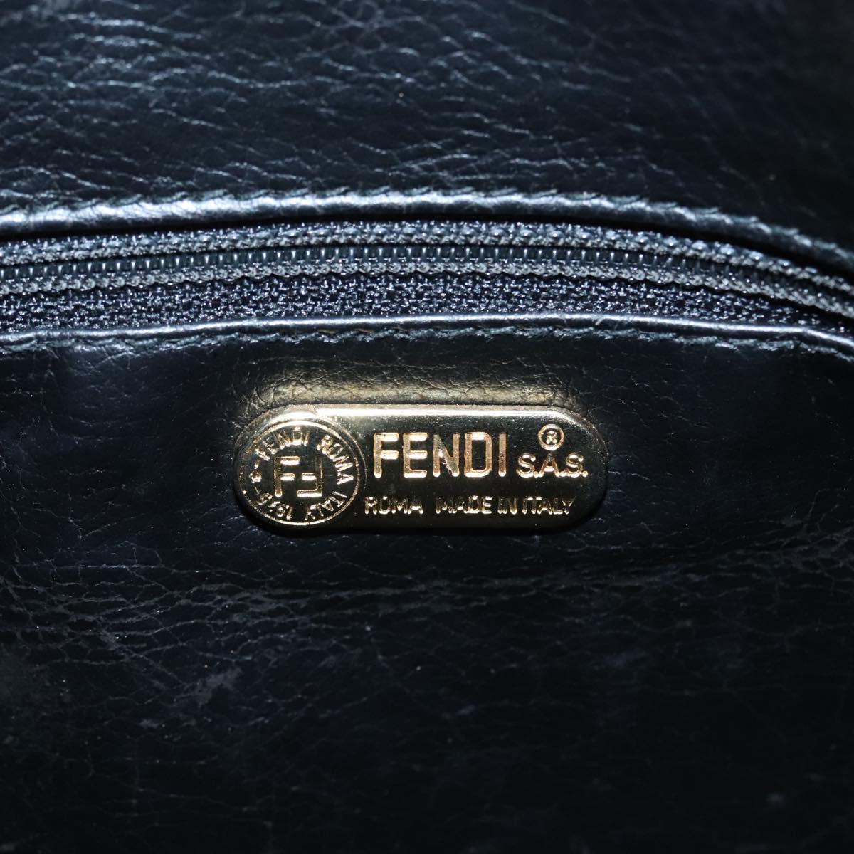 FENDI Shoulder Bag Zucca Canvas Brown Black 93355