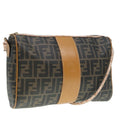FENDI Shoulder Bag Zucca Canvas Brown Black 93355