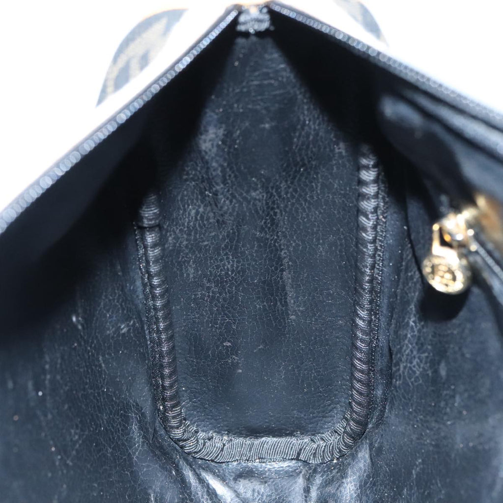 FENDI Shoulder Bag Zucca Canvas Brown Black 93355