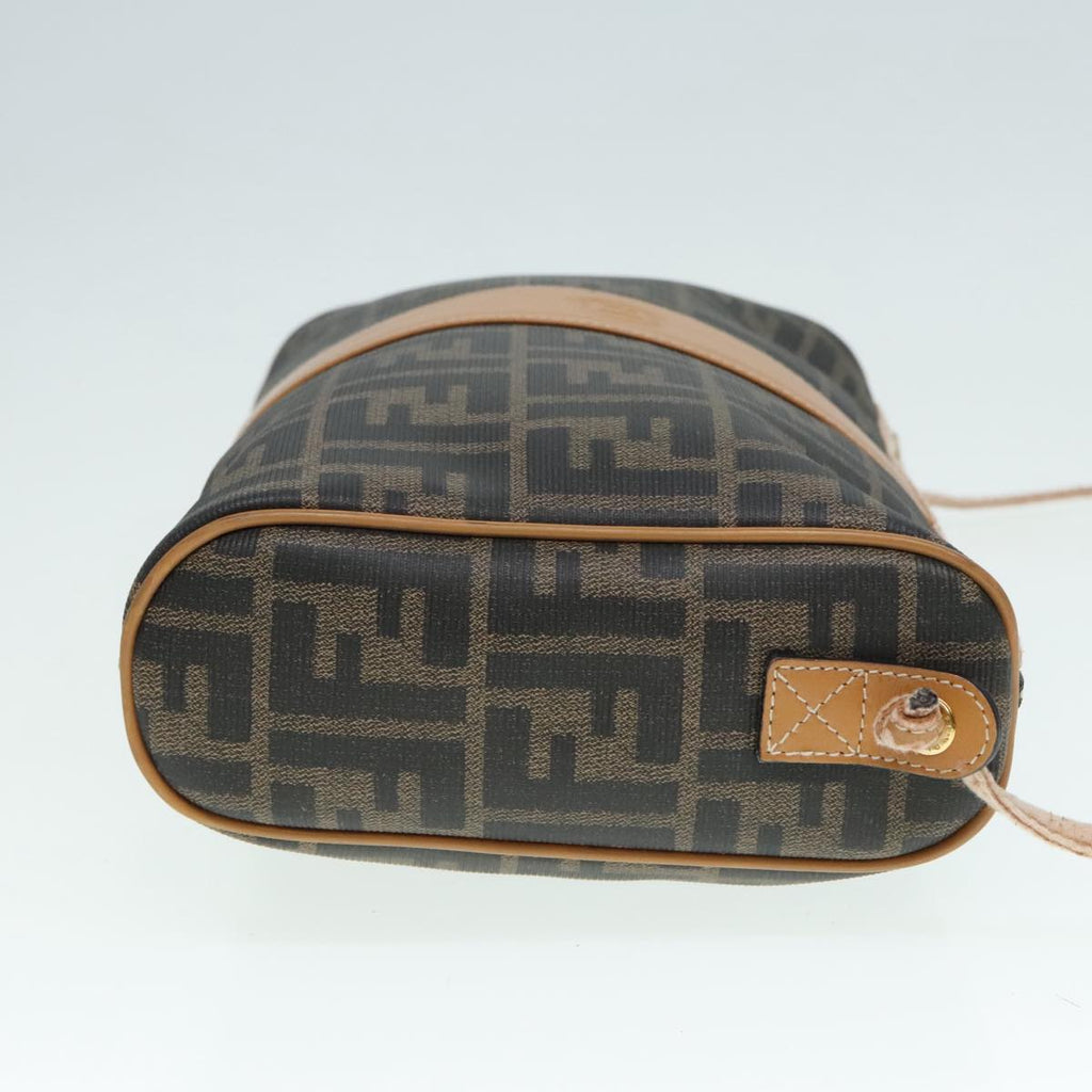 FENDI Shoulder Bag Zucca Canvas Brown Black 93355