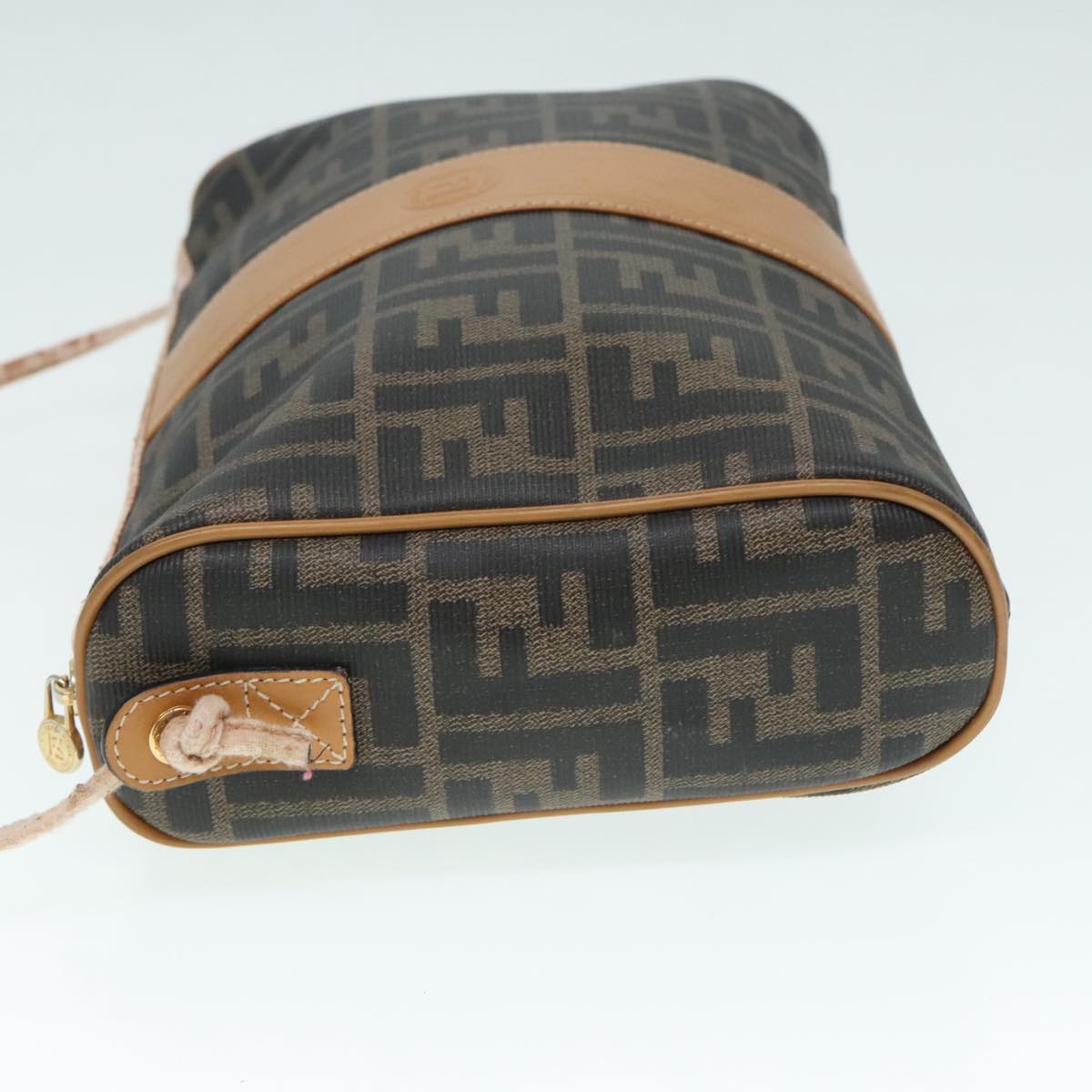 FENDI Shoulder Bag Zucca Canvas Brown Black 93355