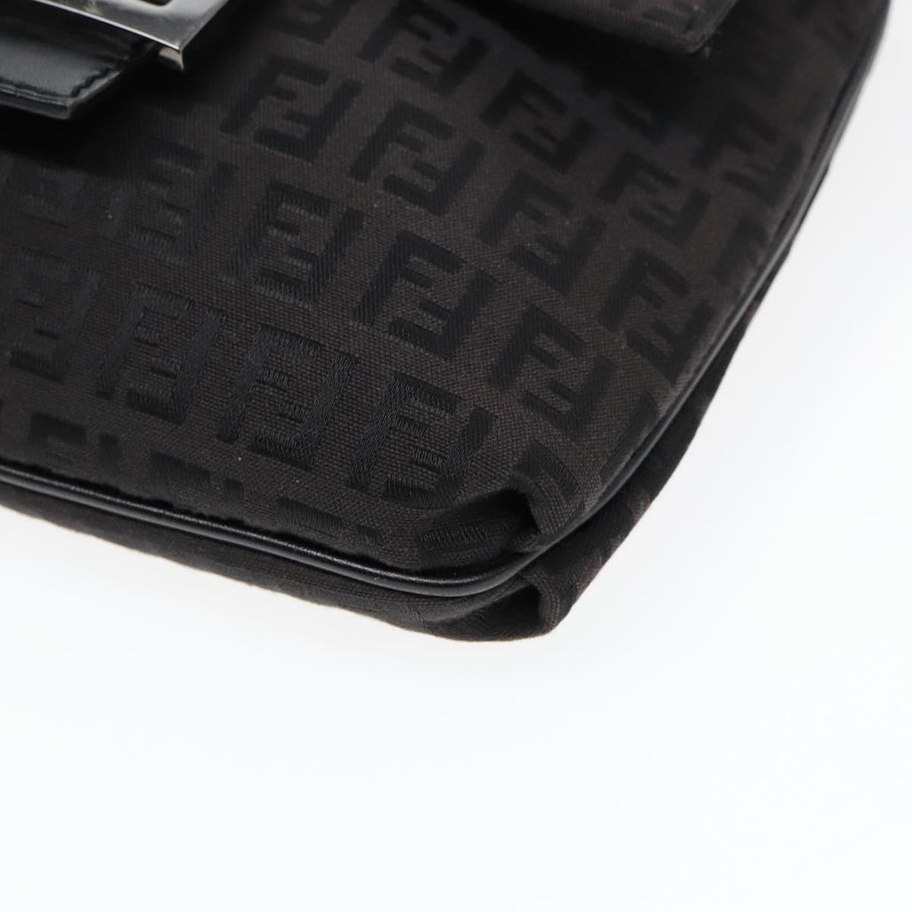 FENDI Zucchino Canvas Shoulder Bag Black 93358