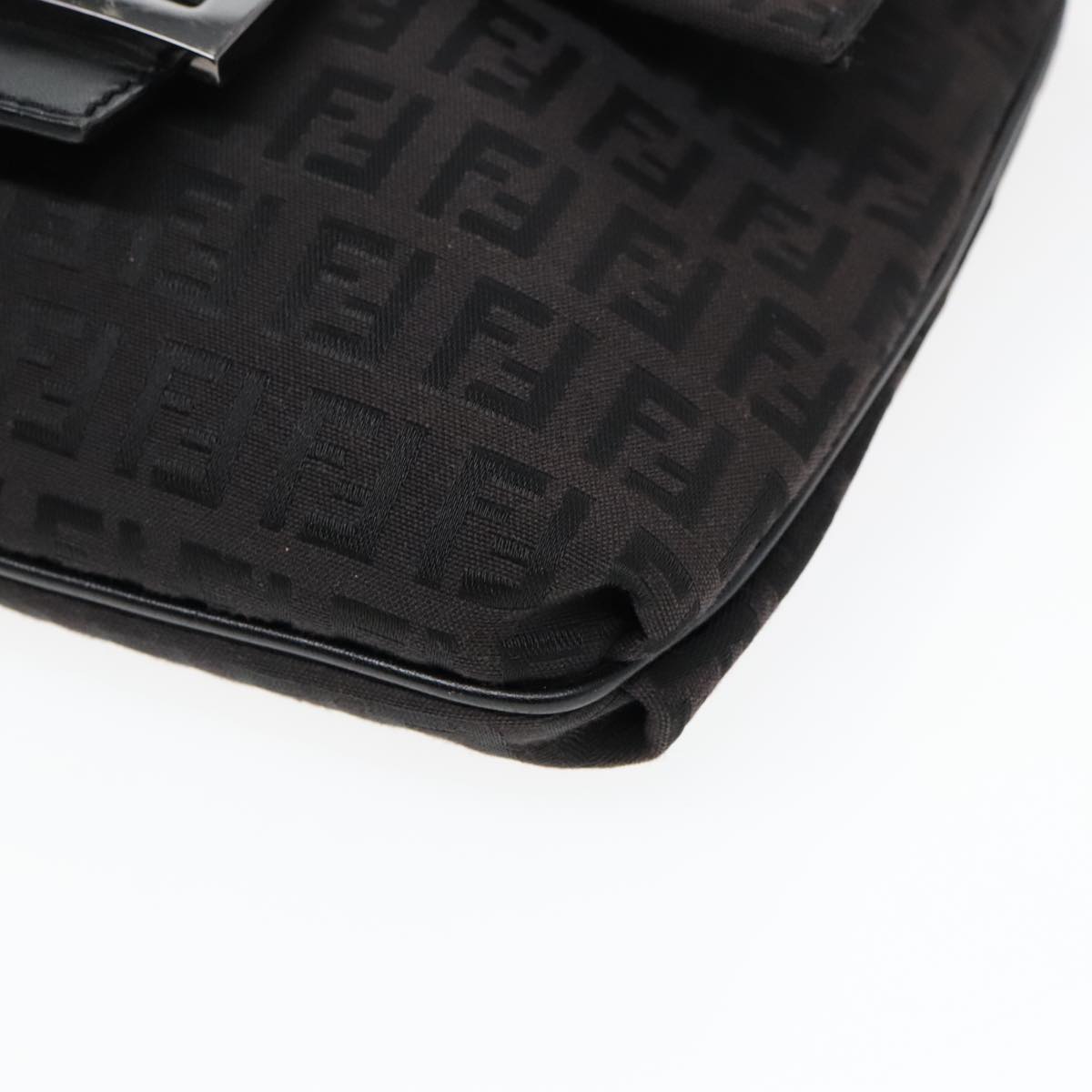 FENDI Zucchino Canvas Shoulder Bag Black 93358