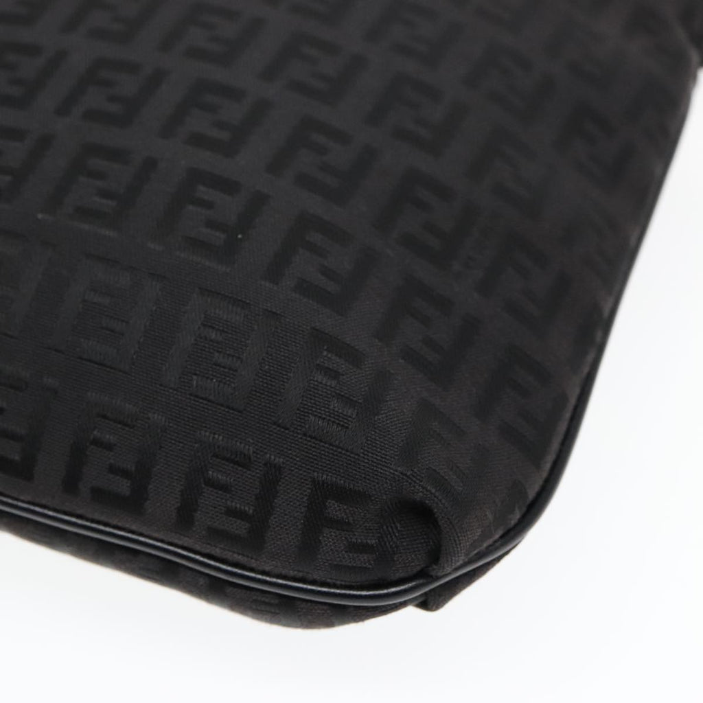 FENDI Zucchino Canvas Shoulder Bag Black 93358
