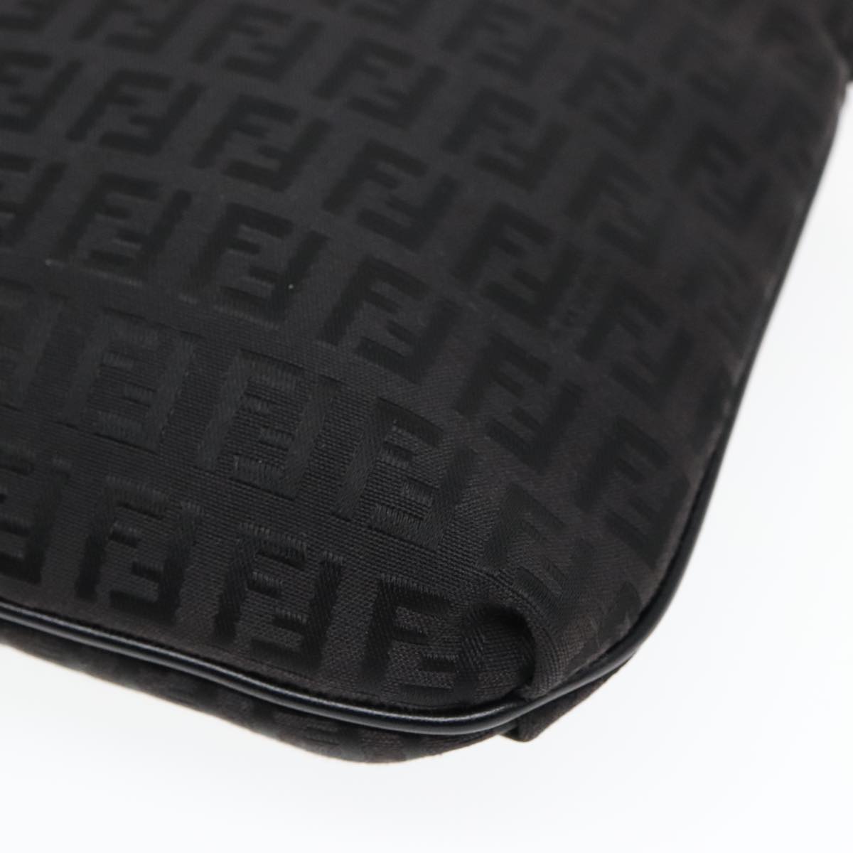FENDI Zucchino Canvas Shoulder Bag Black 93358