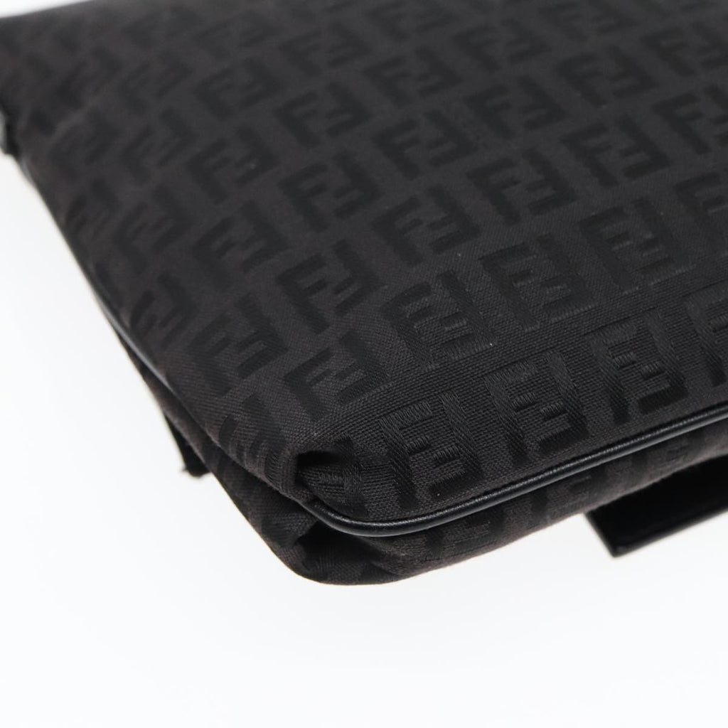 FENDI Zucchino Canvas Shoulder Bag Black 93358