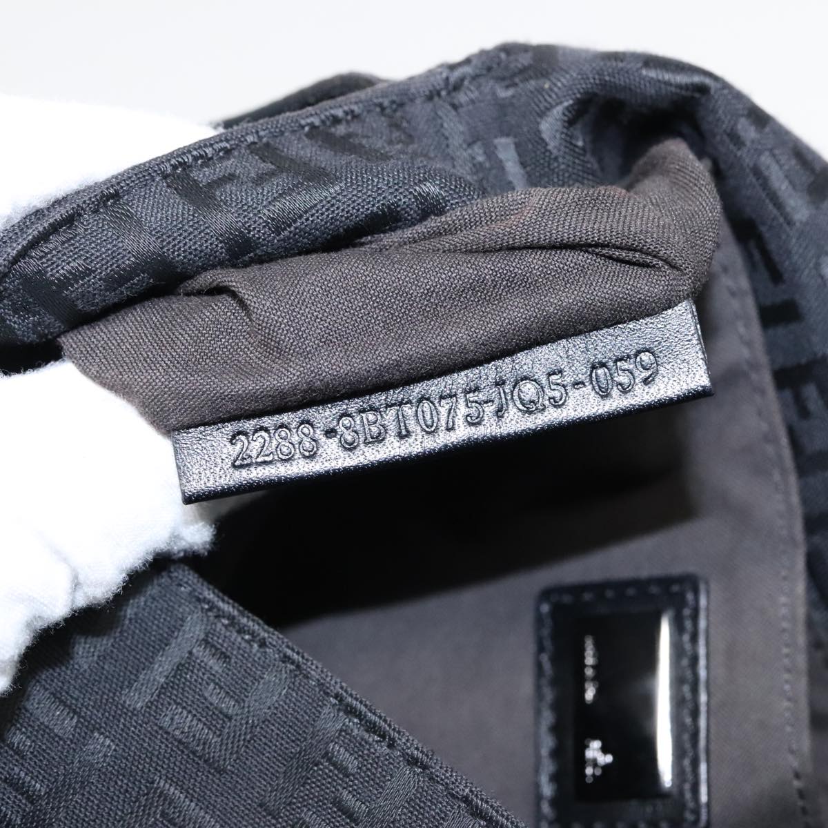 FENDI Zucchino Canvas Shoulder Bag Black 93358