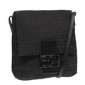 FENDI Zucchino Canvas Shoulder Bag Black 93358