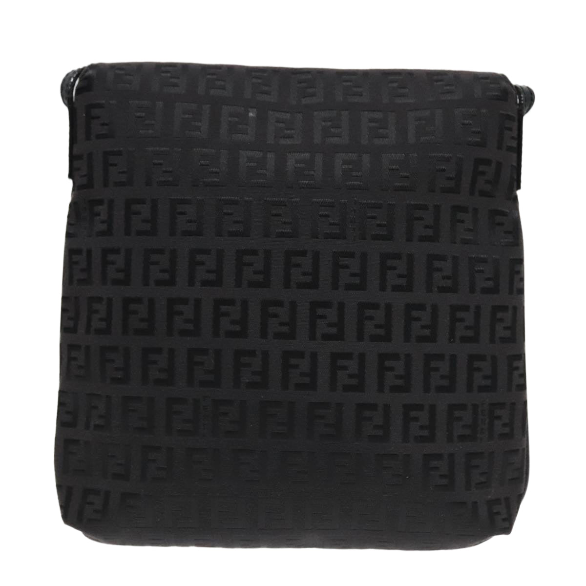 FENDI Zucchino Canvas Shoulder Bag Black 93358