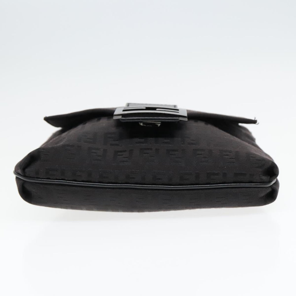 FENDI Zucchino Canvas Shoulder Bag Black 93358