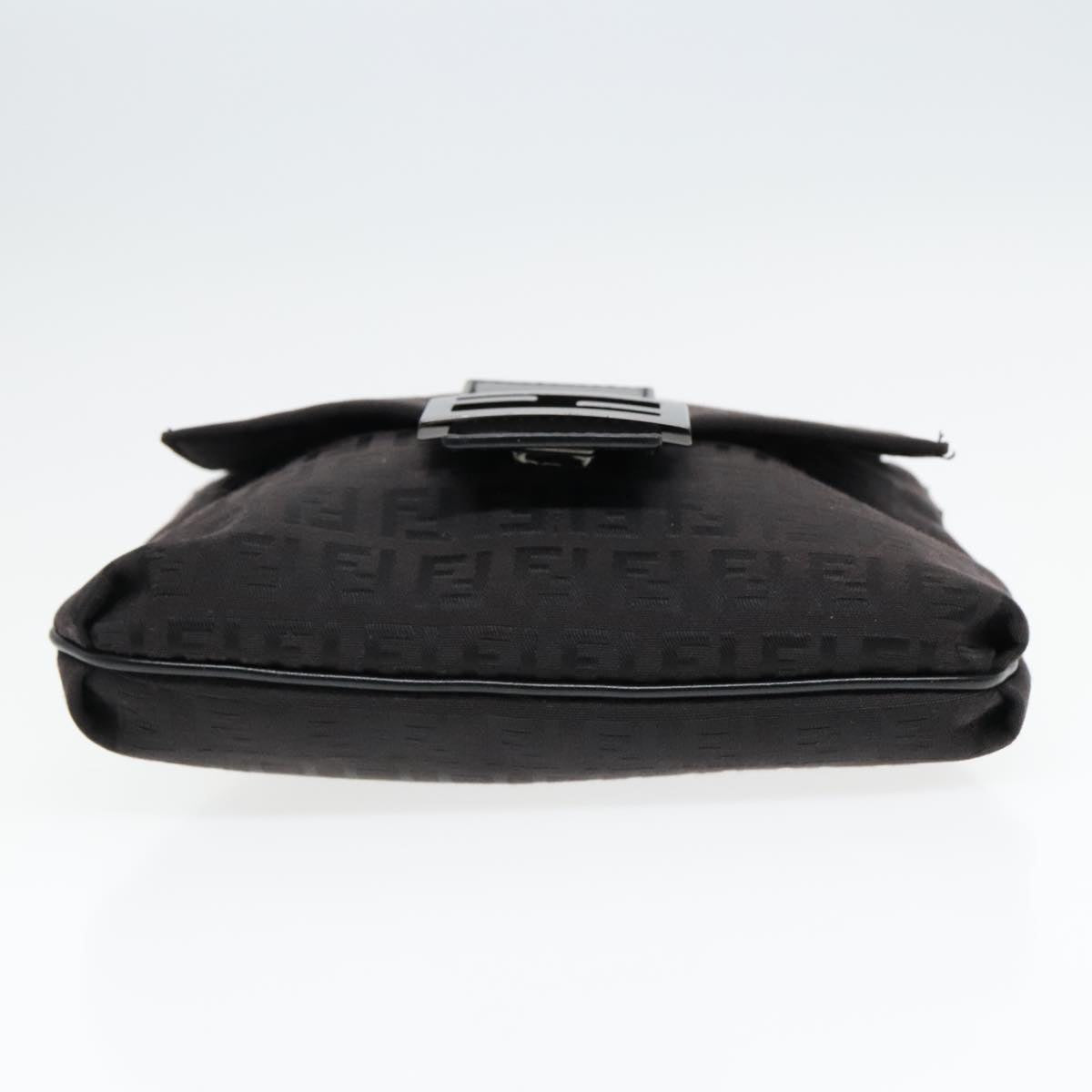 FENDI Zucchino Canvas Shoulder Bag Black 93358