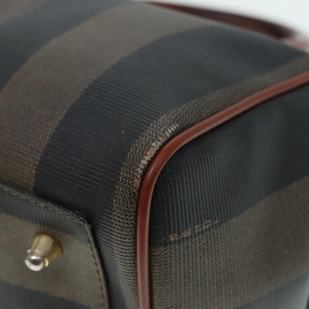 FENDI Pecan Canvas Hand Bag Brown Black gold 93410