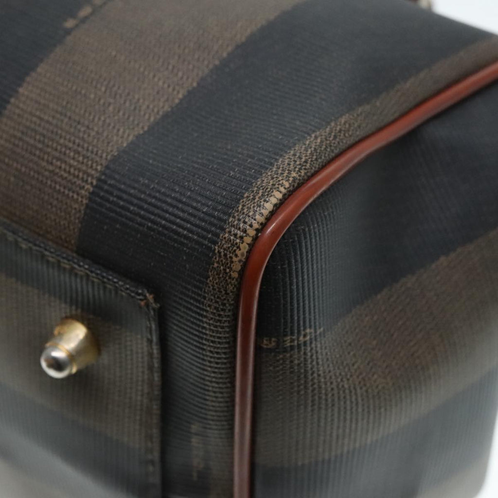 FENDI Pecan Canvas Hand Bag Brown Black gold 93410