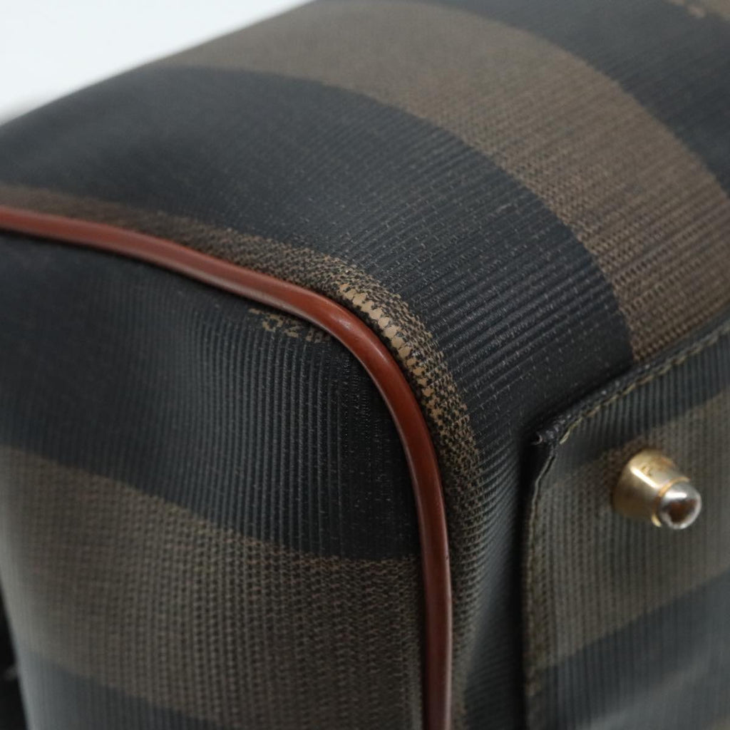 FENDI Pecan Canvas Hand Bag Brown Black gold 93410