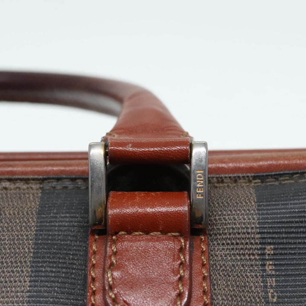 FENDI Pecan Canvas Hand Bag Brown Black gold 93410